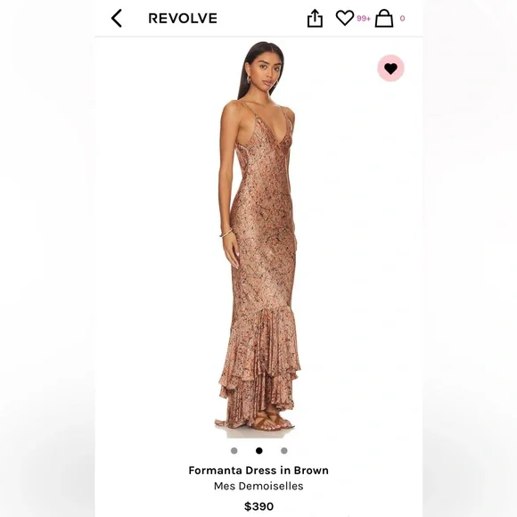 Revolve Formanta BRONZE ruffle train gown dress 2 WEDDING GUEST FORMAL HOLIDAYS